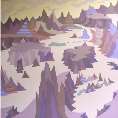 Riding the Badlands Dawn to Dusk left panel of triptych 77" X 77" oil on linen 1979 Riding the Badlands Dawn to Dusk left panel of triptych 77" X 77" oil on linen 1979