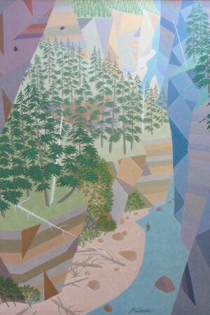 Hot and Cold Canyon with Angler — 64" x 50" oil on linen Hot and Cold Canyon with Angler — 64" x 50" oil on linen