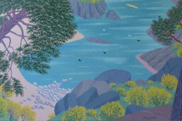 East Sooke Inlet with Broom and Kayaker — 36" x 60"
