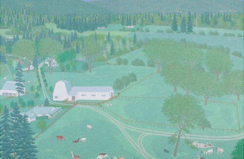 Springfield Llama Farm, Spring —56" X 75" oil on linen 1992 Springfield Llama Farm, Spring —56" X 75" oil on linen 1992