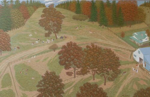 Springfield Llama Farm, Autumn 42" X 68" oil on linen 1992 Springfield Llama Farm, Autumn 42" X 68" oil on linen 1992