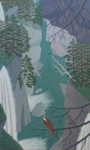 Three Falls with Osprey, Crow and Angler - 60" x 36" Three Falls with Osprey, Crow and Angler - 60" x 36"