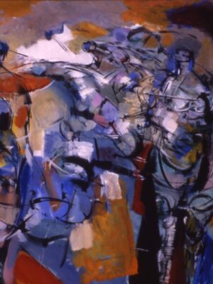 Woman, Man and Equestrian 66" X 75" oil on linen 1962